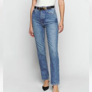Reformation Cynthia High Rise Straight Long Jeans in size 30